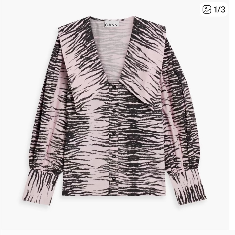 Ganni Tiger Zebra Animal Print Blouse - Picture 4 of 4
